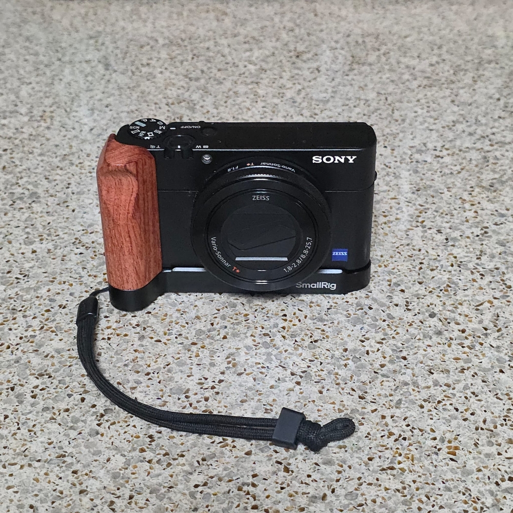 Sony Black Camera with Wooden Grip